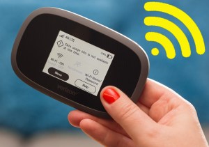 hand holding hotspot wifi device