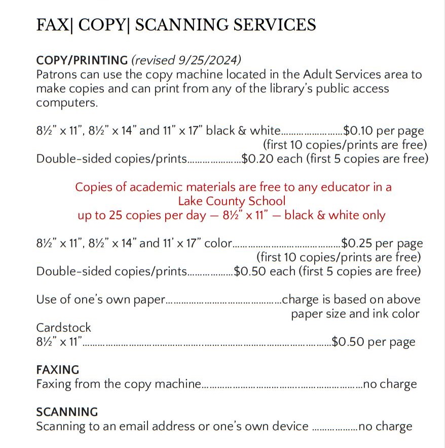 Library Services – Fairport Harbor Public Library